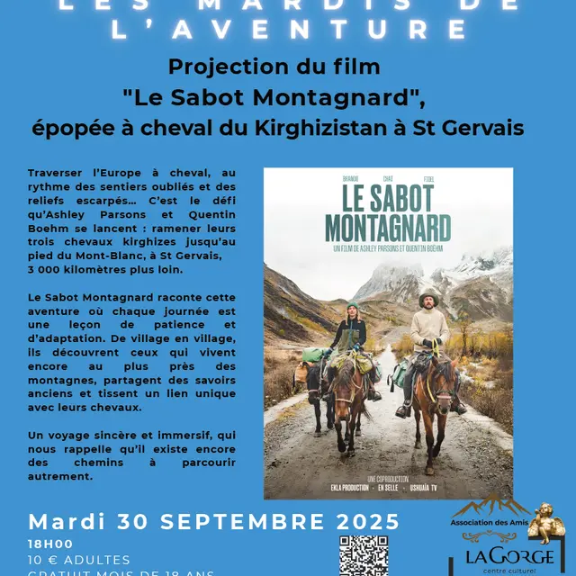 Les mardis de l'aventure : Projection du film Le sabot montagnard - au Centre Culturel de la Gorge_Les Contamines-Montjoie