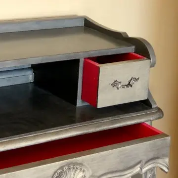 secrétaire LXV gris/métal/fushia