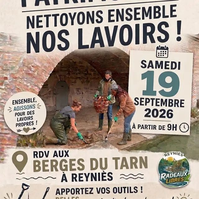 Journées du patrimoine : mobilisons-nous pour nettoyer les lavoirs de Reyniès !_Reyniès
