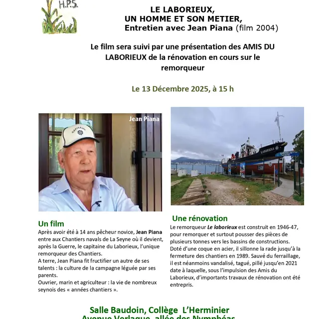 Film - Le Laborieux, un homme et son métier, entretien avec Jean Piana_La Seyne-sur-Mer