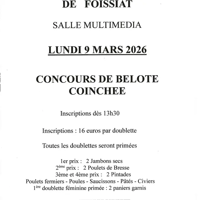 Concours de coinche du 09032026