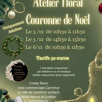 Atelier floral : Couronne de Noël ( Adulte )_Mours-Saint-Eusèbe