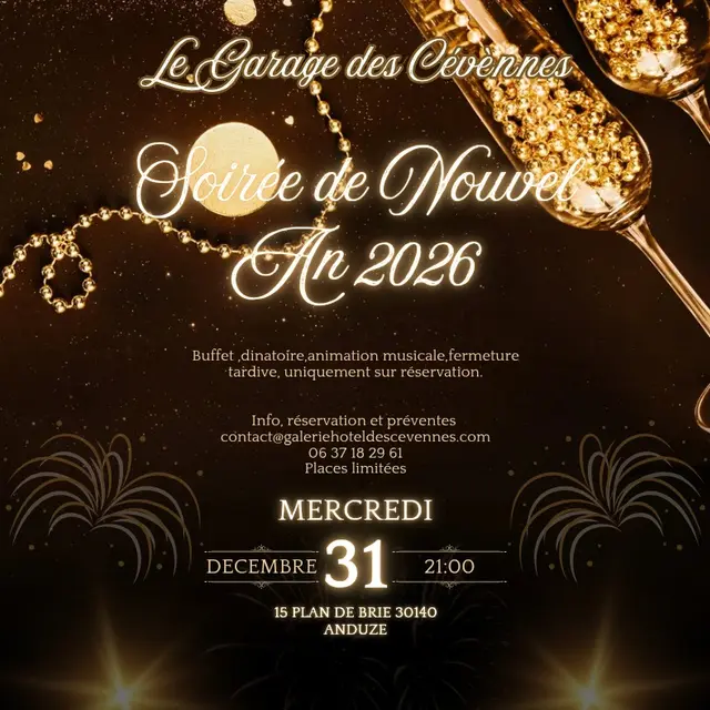 Soirée de Nouvel An 2026 au Garage des Cévennes_Anduze