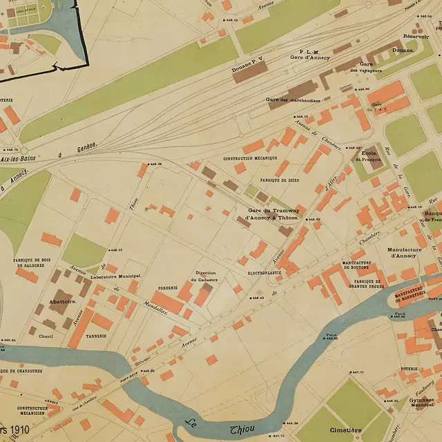 plan montrant l'abattoir vers 1910