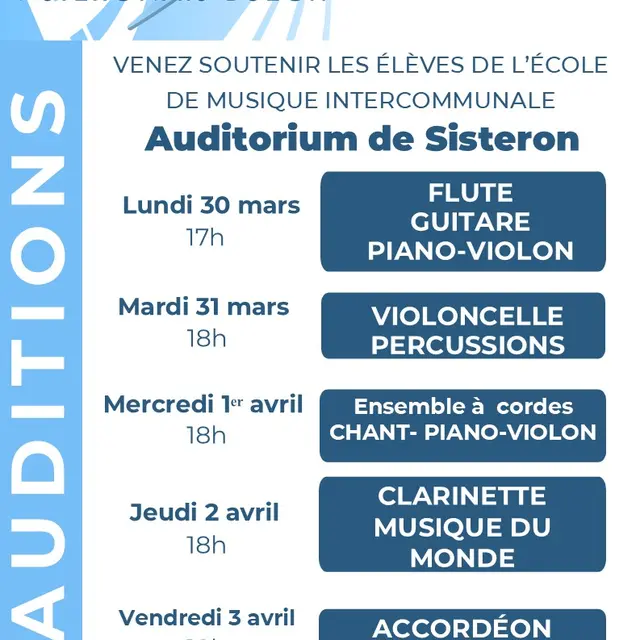 Auditions des élèves de l'école de musique_Sisteron