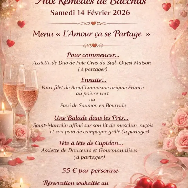 Diner de la Saint-Valentin aux Remèdes de Bacchus_Bagnols-en-Forêt