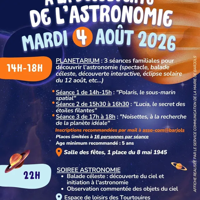 Journée de l'astronomie : spectacle, balade céleste, observation commentée_Barjols