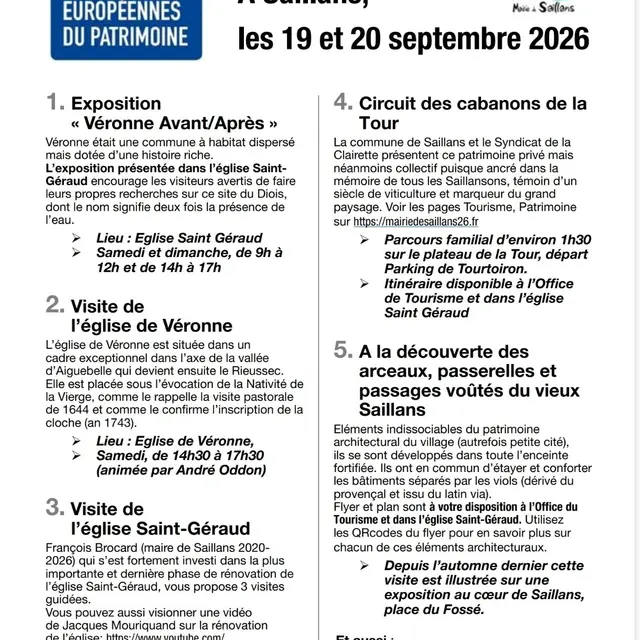 Journées Européénes du patrimoine - Exposition Véronne Avant/Après_Saillans