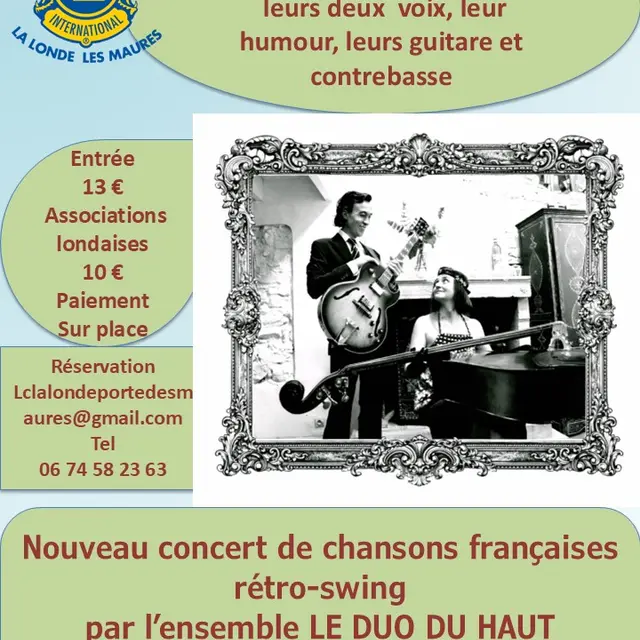 Concert : Le Duo du Haut par le Lions Club Porte des Maures et l'Estelle Londaise_La Londe-les-Maures
