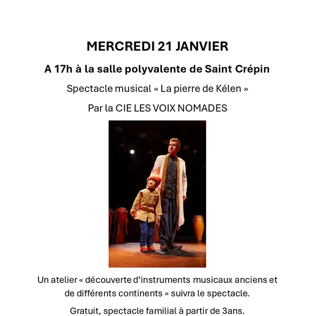 Spectacle des voix nomades « La pierre de Kelen »_Saint-Crépin