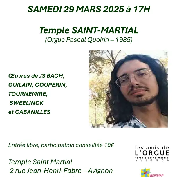 Concert d'orgue au Temple Saint-Martial