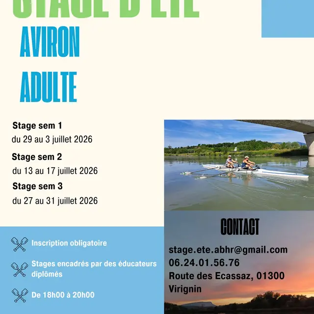 Stage d'été d'aviron pour adultes