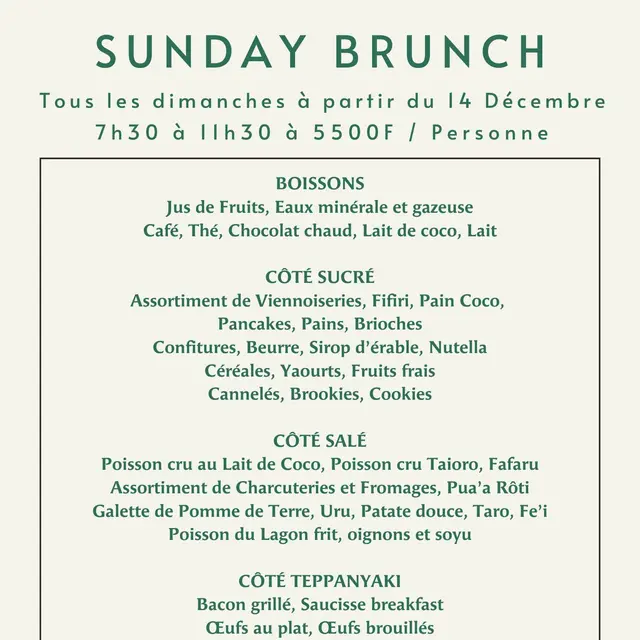 Sunday brunch à L'Instant Présent_Punaauia