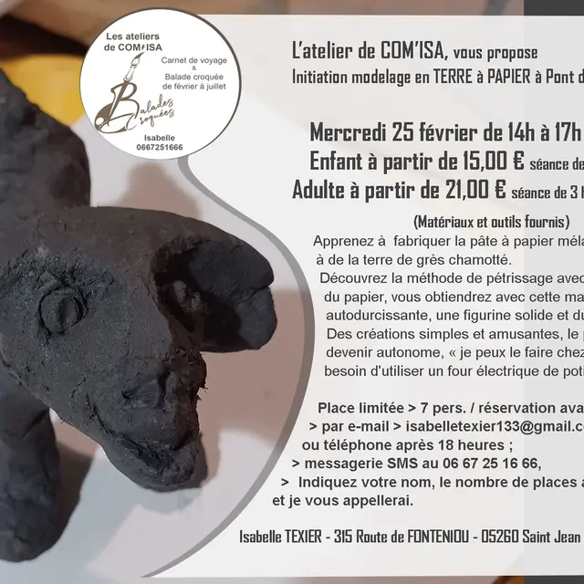 Atelier modelage terre à papier avec l'atelier Com'Isa