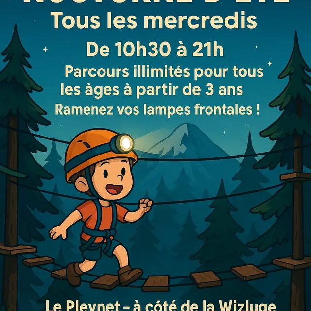 Accrobranche en nocturne_Les Sept Laux Le Pleynet