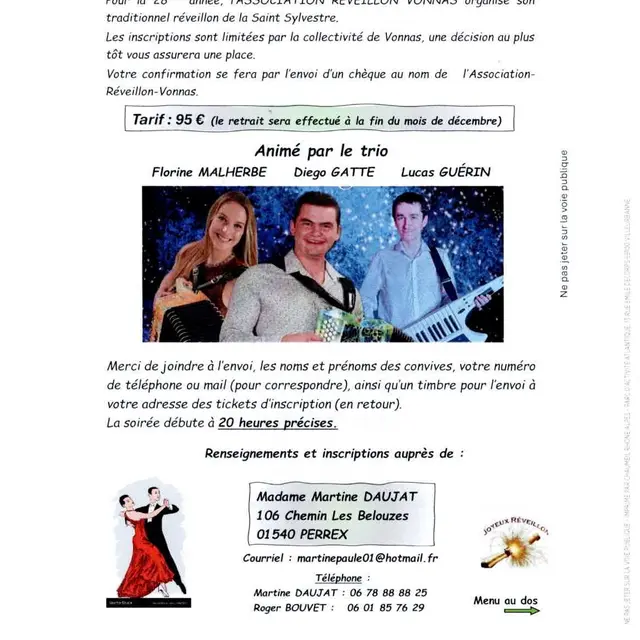 Réveillon de la Saint Sylvestre - 31 décembre 2025_Vonnas