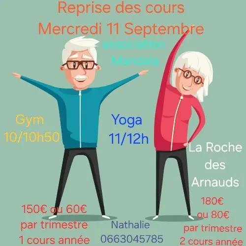 Gym, Yoga - Reprise des cours de l'association Mandala_La Roche-des-Arnauds
