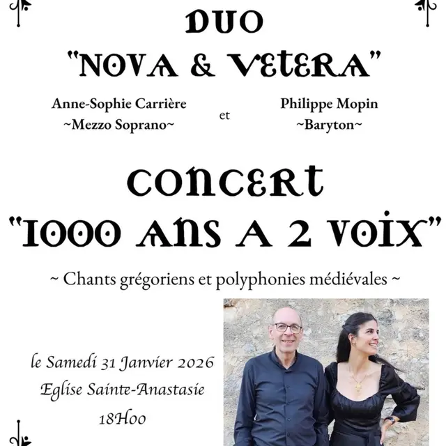 Concert : 1000 ans à 2 voix - Chants grégoriens et polyphonies médiévales_Sainte-Anastasie-sur-Issole