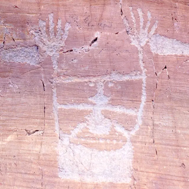 Le Sorcier. Gravure de la vallée des Merveilles à Tende. Age du Bronze.