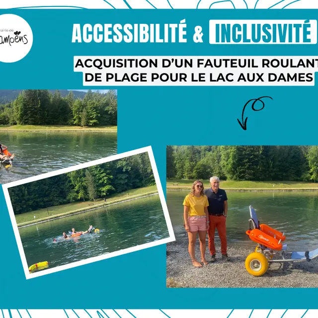 Prêt de fauteuil roulant de plage (Tiralo) au Lac aux Dames pour les personnes à mobilité réduite_Samoëns