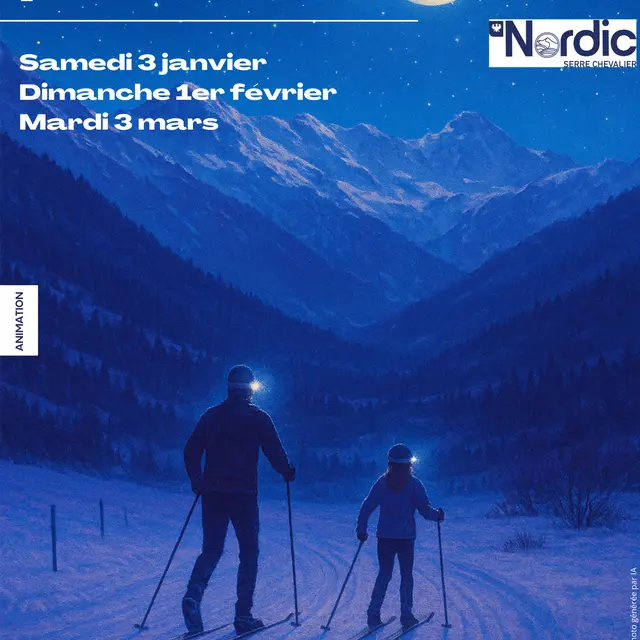 Ski nordique sous la pleine lune_Le Monêtier-les-Bains
