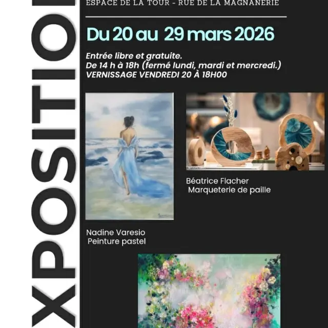 Exposition de peinture, acrylique et marqueterie