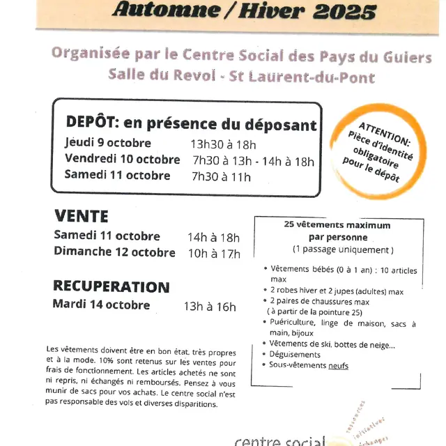 Bourse aux vêtements automne/hiver_Saint-Laurent-du-Pont