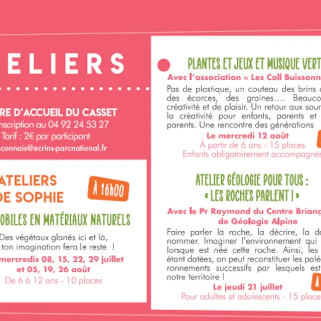 Les ateliers du Parc National des Ecrins au Casset_Le Monêtier-les-Bains