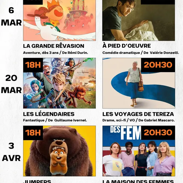 Cinéma itinérant à Sault : La Grande Rêvasion et A pied d'oeuvre_Sault