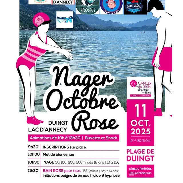 Nager pour octobre rose : le bain rose_Duingt
