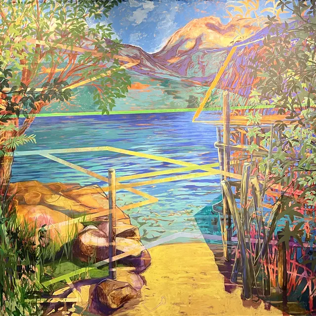 Les lacustres, peinture murale de Joël Gangloff