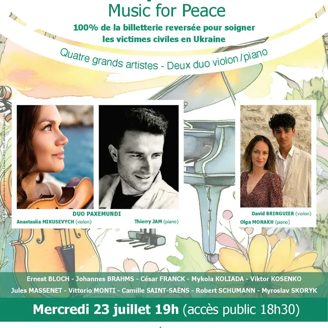 Concert pour la Paix : 2 duo violon/piano_Saint-Tropez