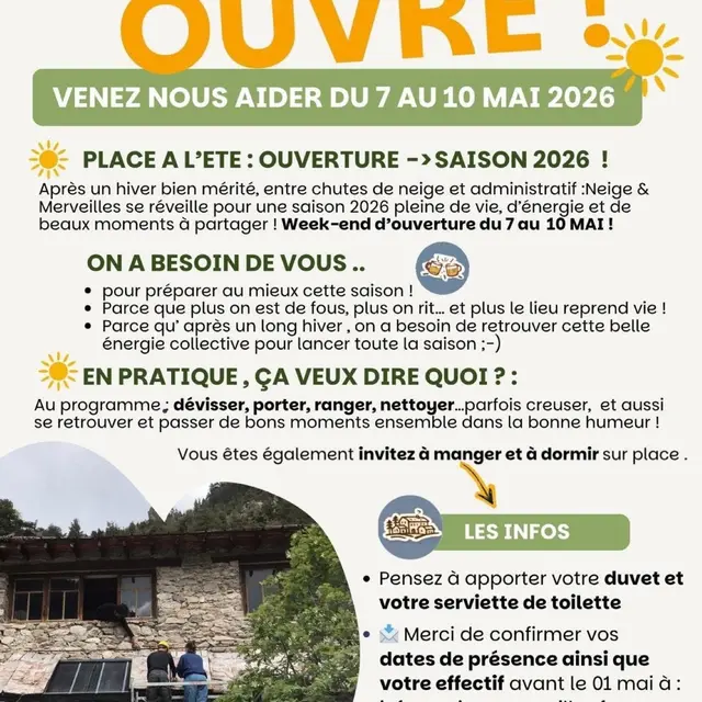 Neige & Merveilles ouvre ! Chantier solidaire_Tende