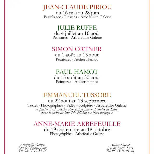 ARTISTES à LURS 2026