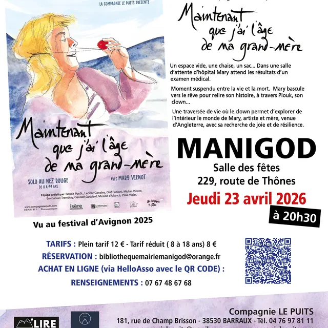 Spectacle Maintenant que j'ai l'âge de ma grand-mère_Manigod
