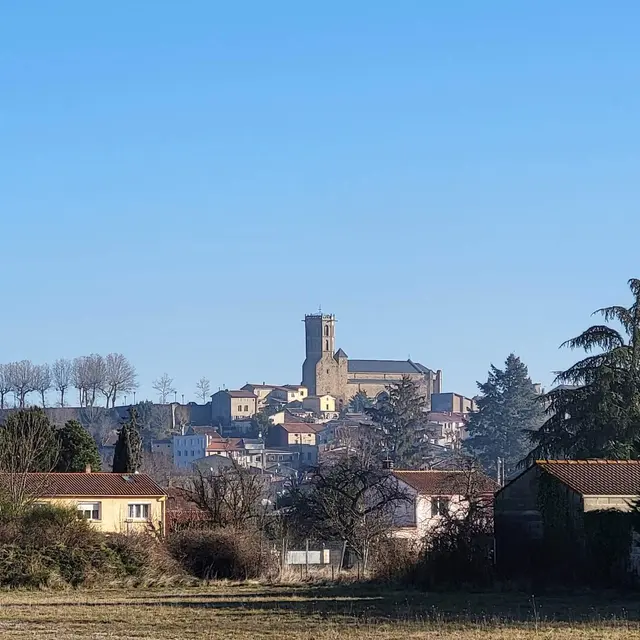 Vue sur le village de Laroque d'Olmes