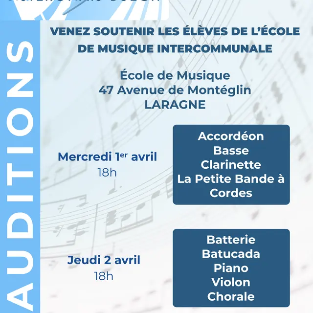 Auditions des élèves de l'école de musique_Laragne-Montéglin
