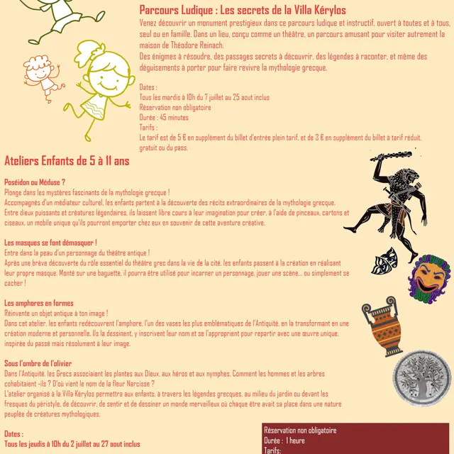 Atelier enfants de 5 à 11 ans à la Villa Kérylos_Beaulieu-sur-Mer