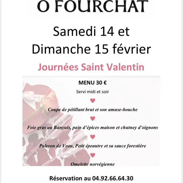 Menu de la Saint Valentin au Restaurant Ô Fourchat_Rosans