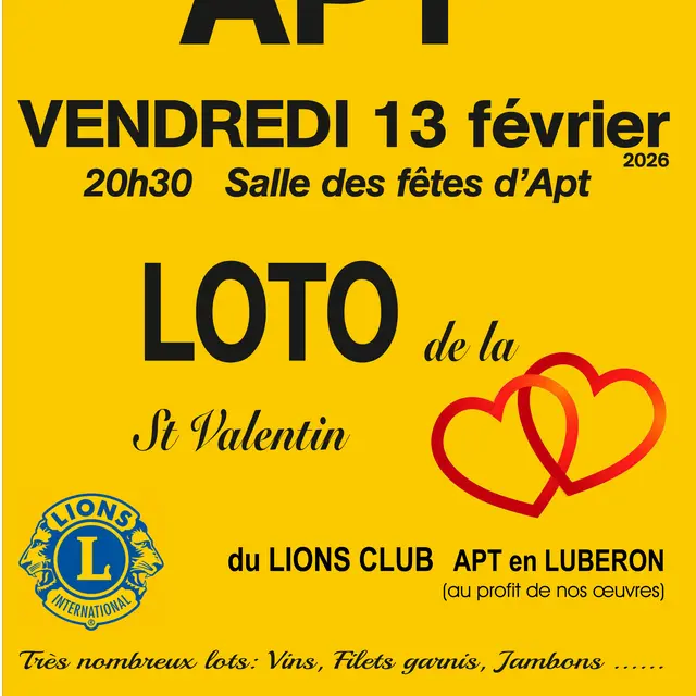 Loto de la Saint Valentin du Lions Club Apt en Luberon_Apt