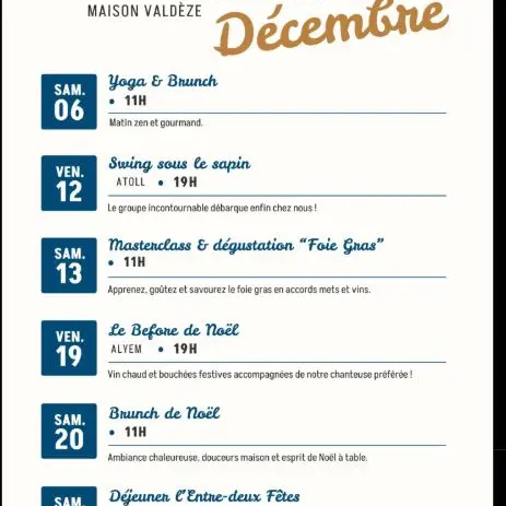Programme du mois de décembre de Maison Valdeze à La Tour d'Aigues_La Tour-d'Aigues