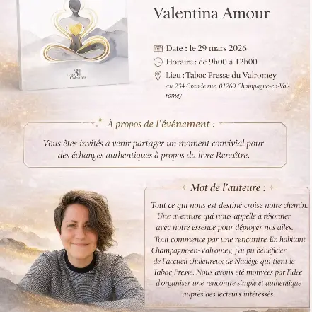 Rencontre auteure et dédicace du livre Renaitre_Champagne-en-Valromey