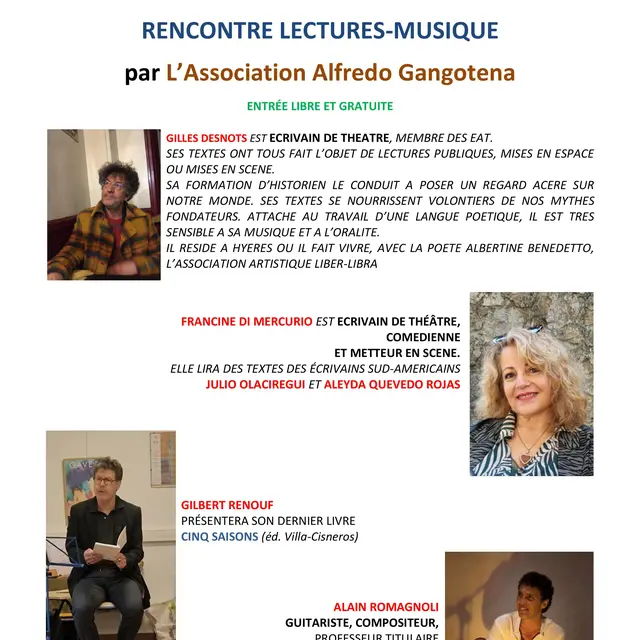 Rencontres lectures-musique par l'association Alfredo Gangotena_Toulon