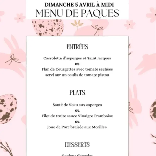 Menu spécial Pâques  Authentic Bistrot_Caseneuve