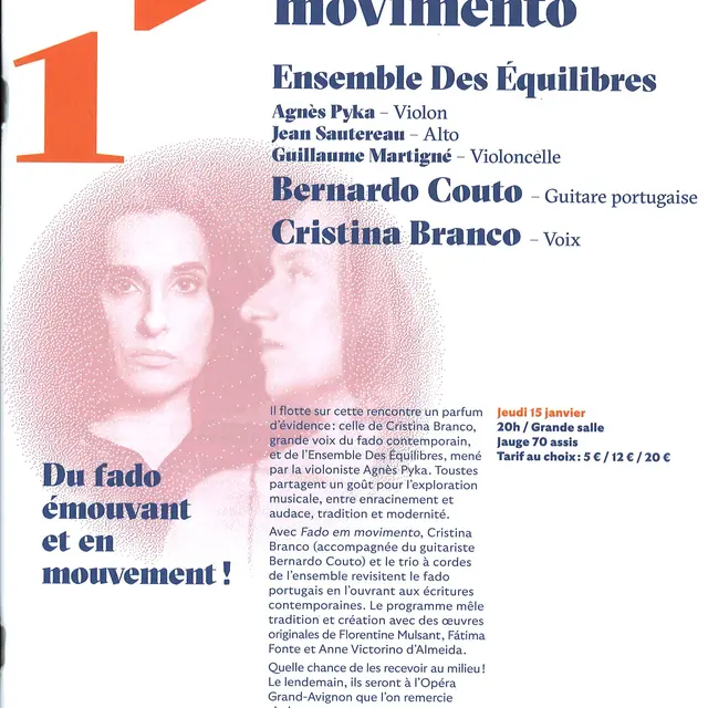 Les spectacles vivants au Milieu : Concert Fado em movimento_Sault