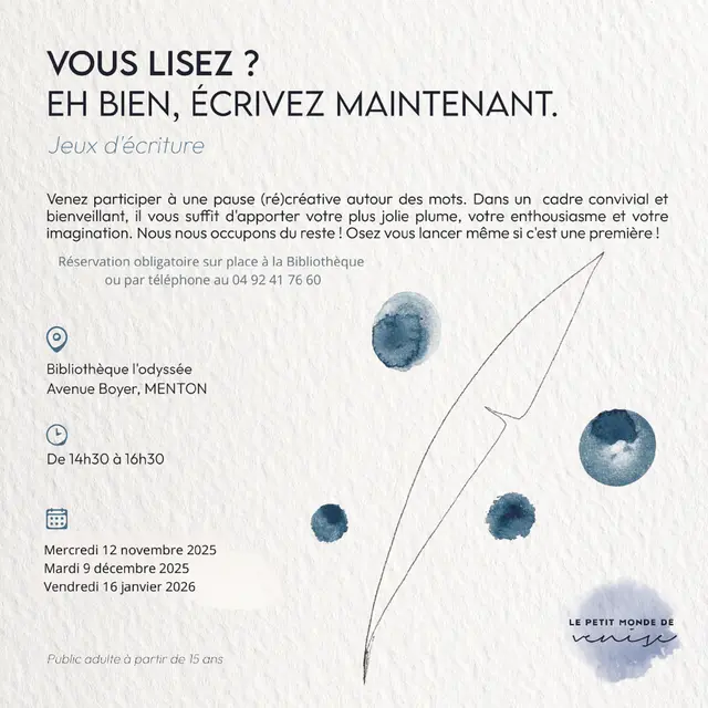 Jeux d'écriture - atelier à la bibliothèque