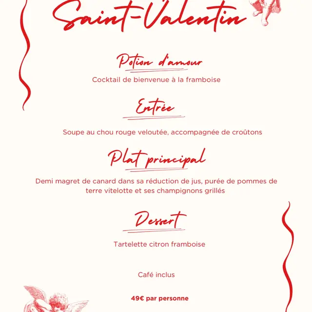 Menu de la Saint Valentin au Bistrot de la Mairie_Sisteron