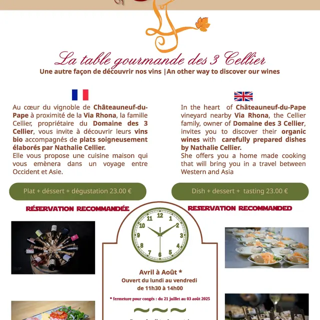 La Table Gourmande des 3 Cellier_Châteauneuf-du-Pape