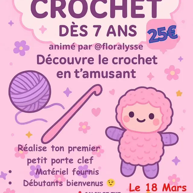 Atelier de crochet dès 7 ans - 'Les goûters de Lati'_Monteux