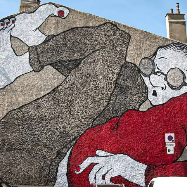 Ella et Pitr, mur peint Roche-La-Molière